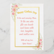 Custom Name Mother’s Day Foil Card Chic Floral
