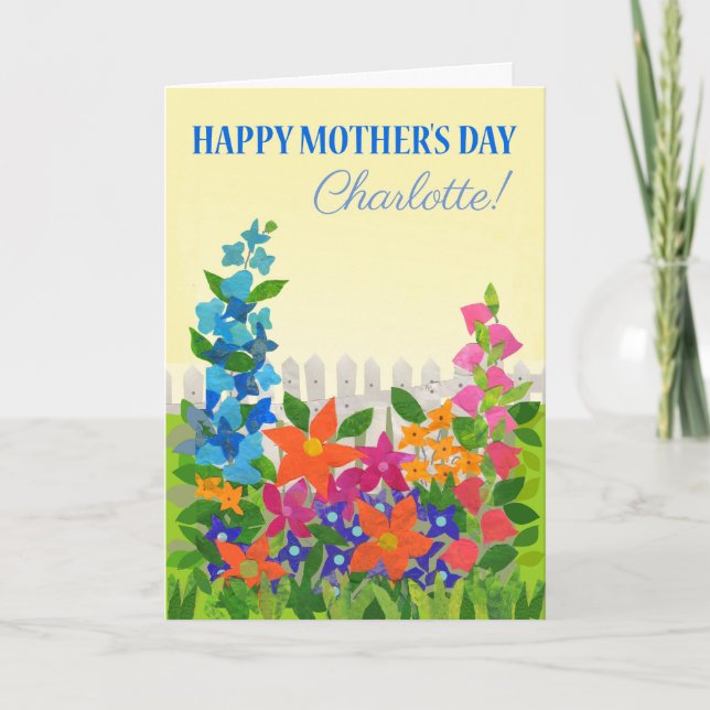 Custom Name Mother's Day Flower Garden Card (Front)