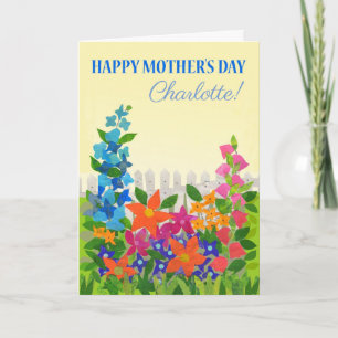 Custom Name Mother's Day Flower Garden Card