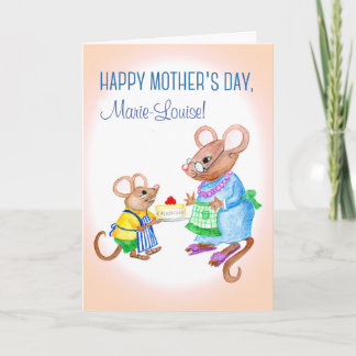Custom Name Mother's Day with Cute Mice Card