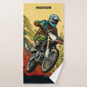 Custom Name Motocross Bath Towel