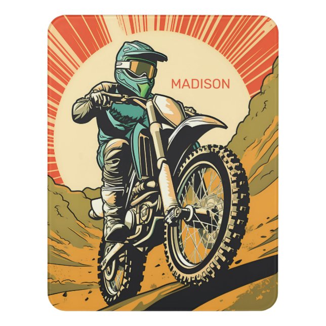 Custom Name Motocross Door Sign (Contemporary Vert)