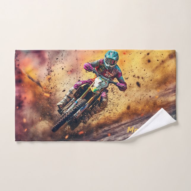 Custom Name Motocross Hand Towel (Hand Towel)