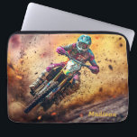 Custom Name Motocross Laptop Sleeve<br><div class="desc">See my store for more sports items.</div>
