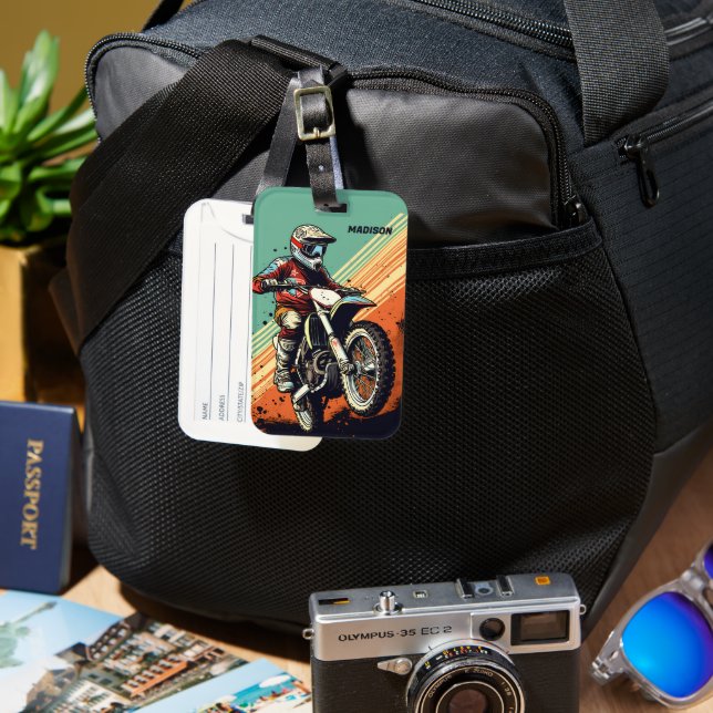 Custom Name Motocross Luggage Tag (Front & Back)