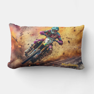 Custom Name Motocross Lumbar Pillow