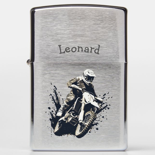 Custom Name Motocross Motorcycle Racing  Zippo Lighter (Front)