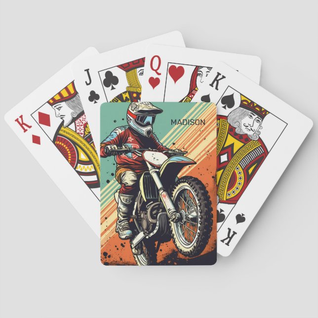 Custom Name Motocross Poker Cards (Back)