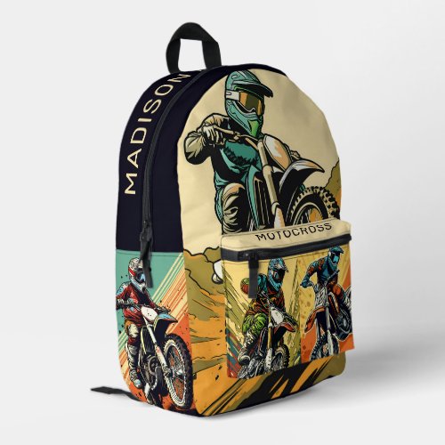 Custom Name Motocross Printed Backpack