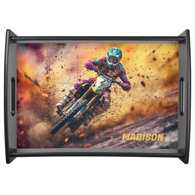 Custom Name Motocross Serving Tray (Front)