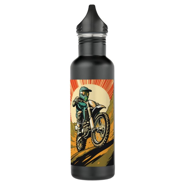 Custom Name Motocross Stainless Steel Water Bottle (Left)