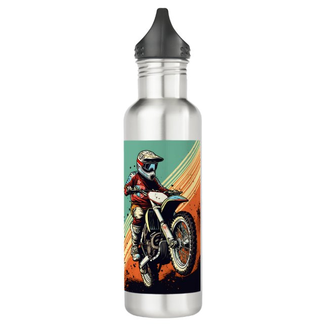 Custom Name Motocross Stainless Steel Water Bottle (Left)