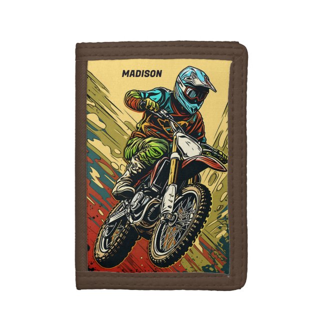 Custom Name Motocross Trifold Wallet (Front Vertical)