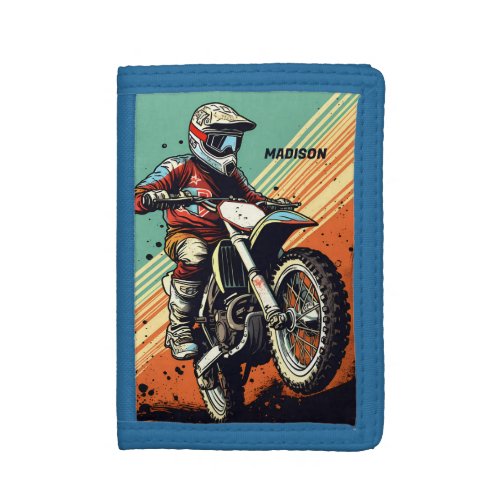 Custom Name Motocross Trifold Wallet