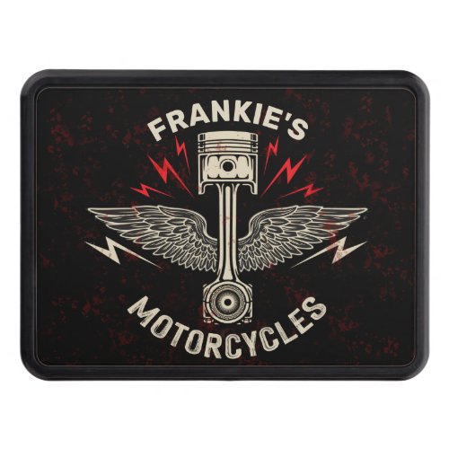 Custom NAME Motorcycle Piston Wings Biker Garage Hitch Cover