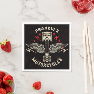 Custom NAME Motorcycle Piston Wings Biker Garage Napkins