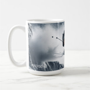 Custom Name Mountain Skier Coffee Mug