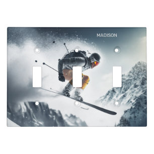 Custom Name Mountain Skier Light Switch Cover
