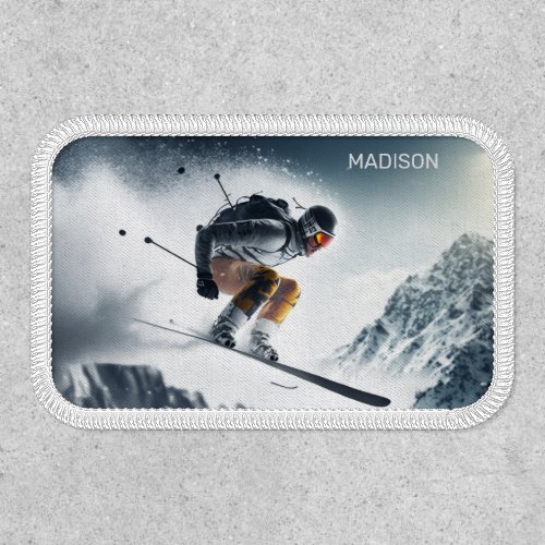 Custom Name Mountain Skier Patch