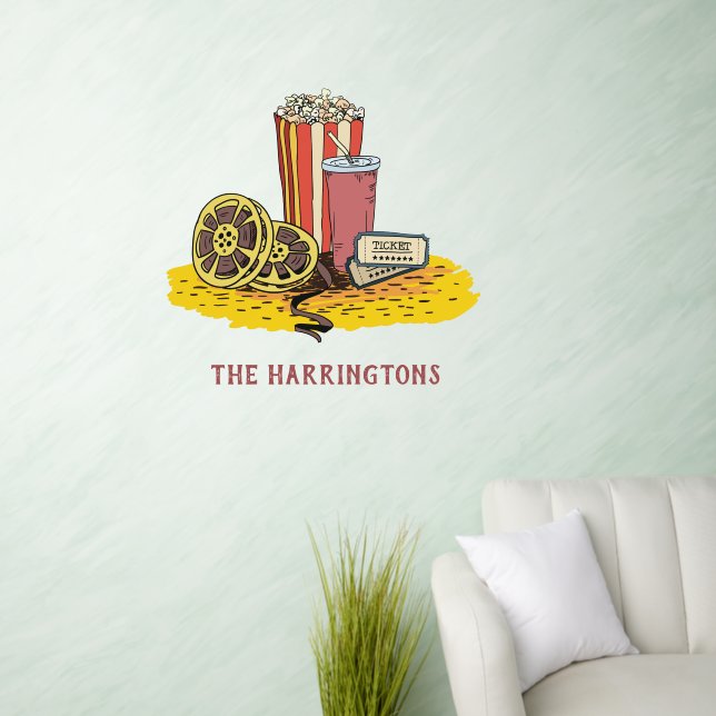 Custom Name Movie Buff Wall Decal (Living Room)