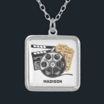 Custom Name Movie Silver Plated Necklace<br><div class="desc">Change the text field to what you want,  or delete it. Further using the editing tool,  you can change the font and its size and color if you wish. See my store for more cinema & movies items.</div>