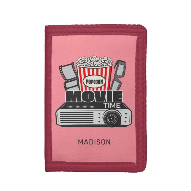 Custom Name Movie Time Trifold Wallet (Front Vertical)