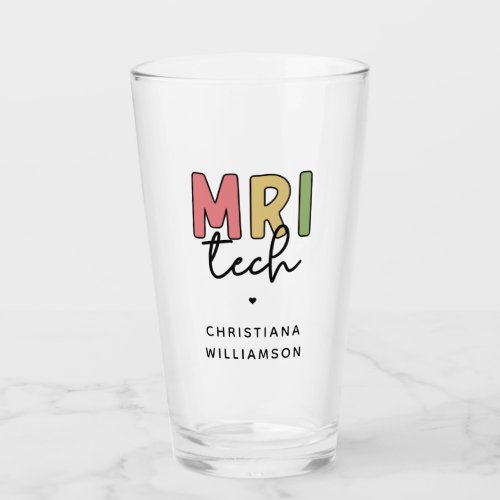 Custom Name MRI Tech  MRI Technologist Gifts Glass