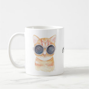 Custom Name Mug Cute Funny Cat Personalised Mug