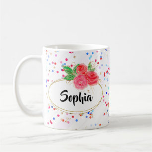 Custom name mug, girl glitter personalized name coffee mug