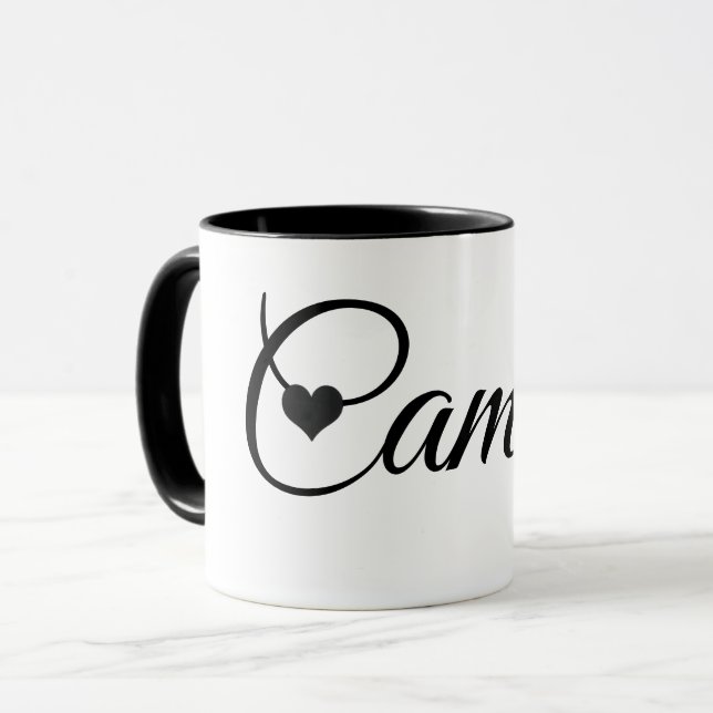 Custom Name Mug Minimalist Script Font with Heart  (Front Left)