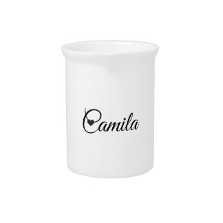 Custom Name Mug Minimalist Script Font with Heart  Beverage Pitcher