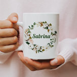 Custom Name Mug | Office Template | Coworker Gifts<br><div class="desc">Personalized template mug for coworkers,  teachers,  etc. Features light pink florals,  cotton,  and leaves in watercolor.</div>