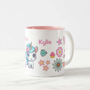 Custom Name Mug with Unicorn and Stickers