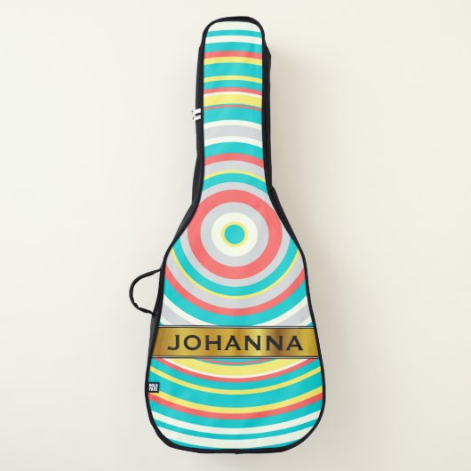 Custom Name & Multi-Colored Ring/Circle Pattern Guitar Case (Front)