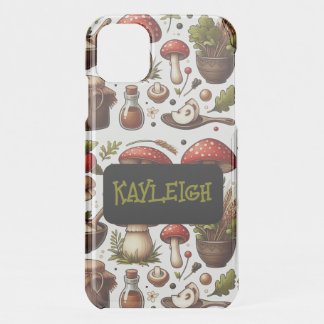 Custom name Mushroom cottagecore unique iPhone 11 Case