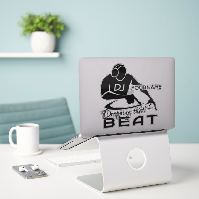 Custom Name Music DJ Sticker (Laptop On Desk)