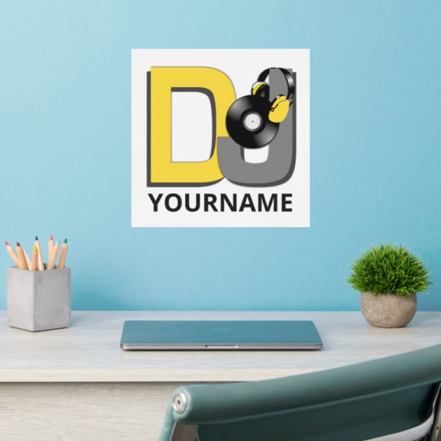 Custom Name Music DJ Wall Decal (Home Office 2)