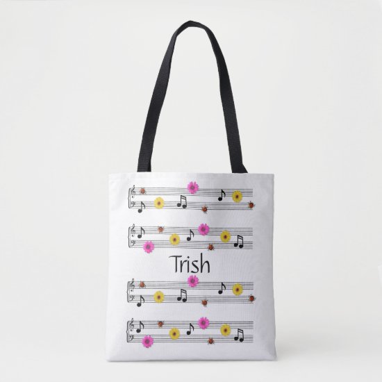 Custom Name Music Notes All Over Print Tote Bag