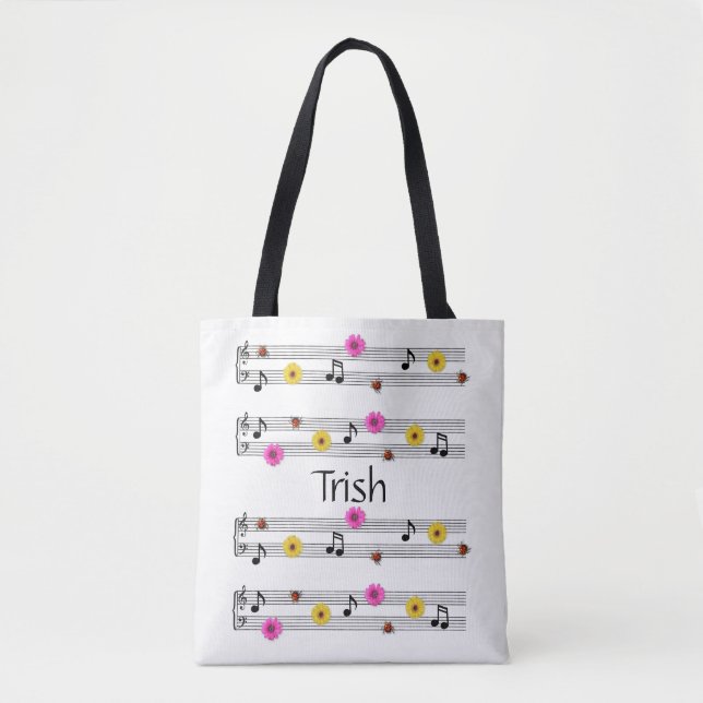 Custom Name Music Notes All Over Print Tote Bag (Front)