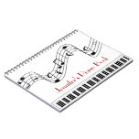 Custom Name Music Piano Keyboard And Notes Notebook at Zazzle
