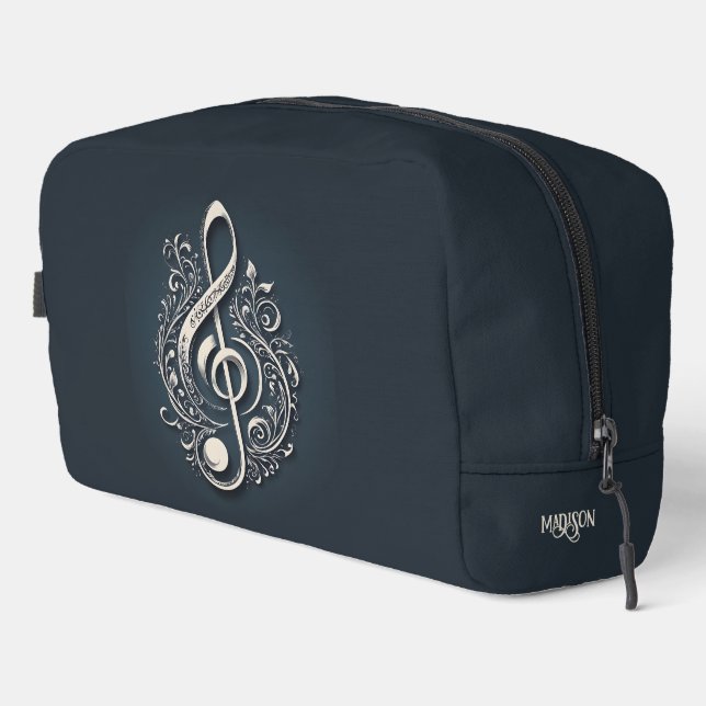 Custom Name Musical Clef Note Dopp Kit (Right Corner)
