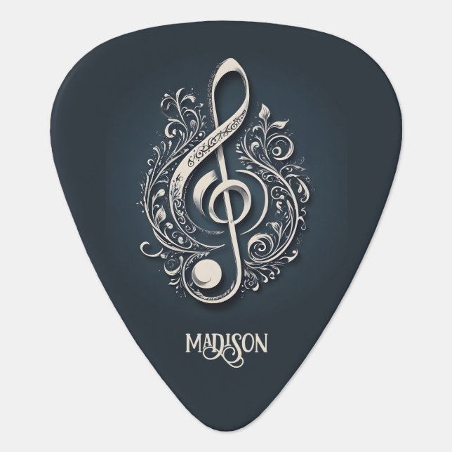 Custom Name Musical Clef Note Guitar Pick (Front)