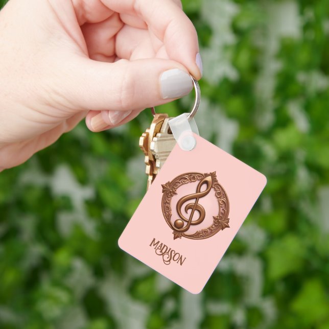 Custom Name Musical Clef Note Keychain (Hand)