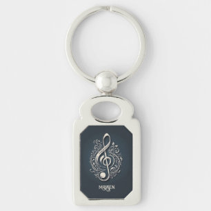 Custom Name Musical Clef Note Keychain