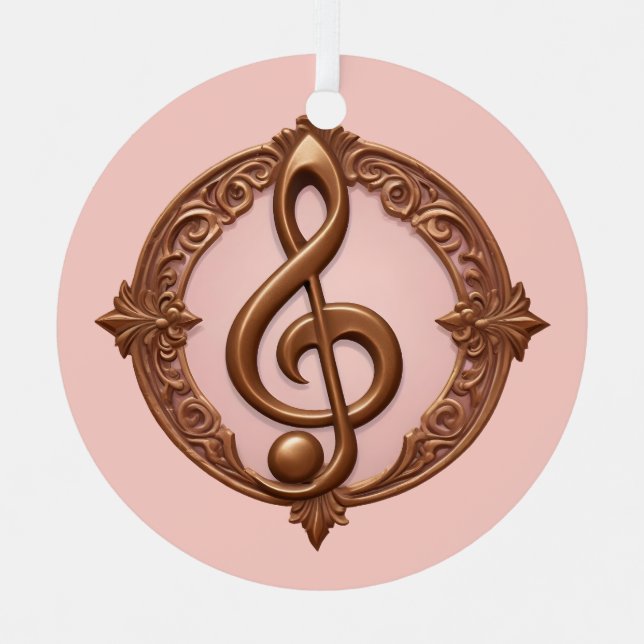 Custom Name Musical Clef Note Metal Ornament (Front)