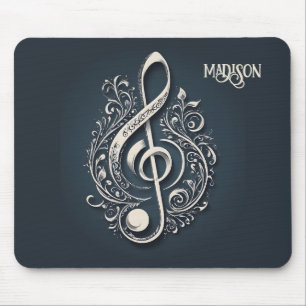 Custom Name Musical Clef Note Mouse Pad