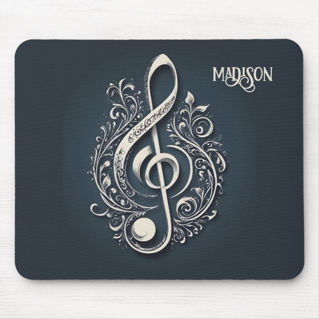 Custom Name Musical Clef Note Mouse Pad (Front)