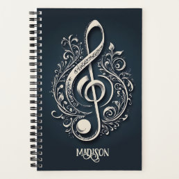 Custom Name Musical Clef Note Notebook