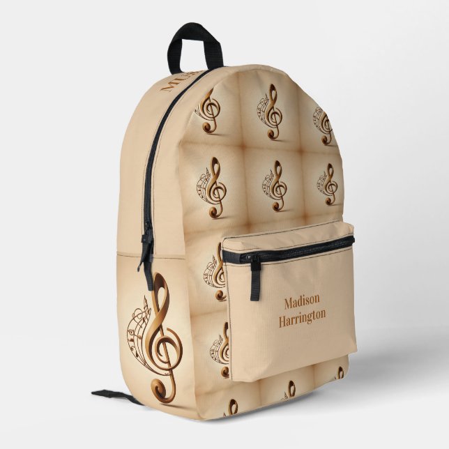Custom Name Musical Clef Note Printed Backpack (Back Corner Left)