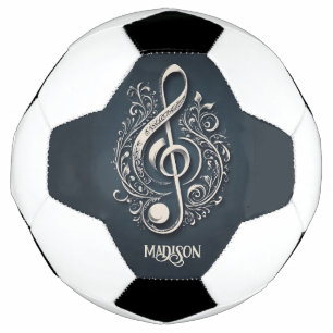 Custom Name Musical Clef Note Soccer Ball